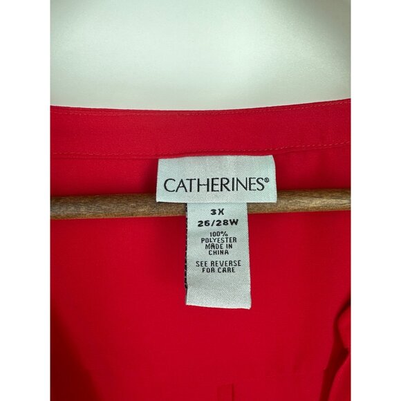 Catherines Split Long Sleeve Embellished Faux Wrap Blouse Size 3X - Picture 3 of 9